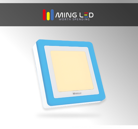 LED Dual Color Square Panel Light – Warm + Blue